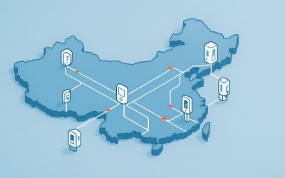 EV charging infrastructure in China illustrated as a network map with AC and DC charging icons